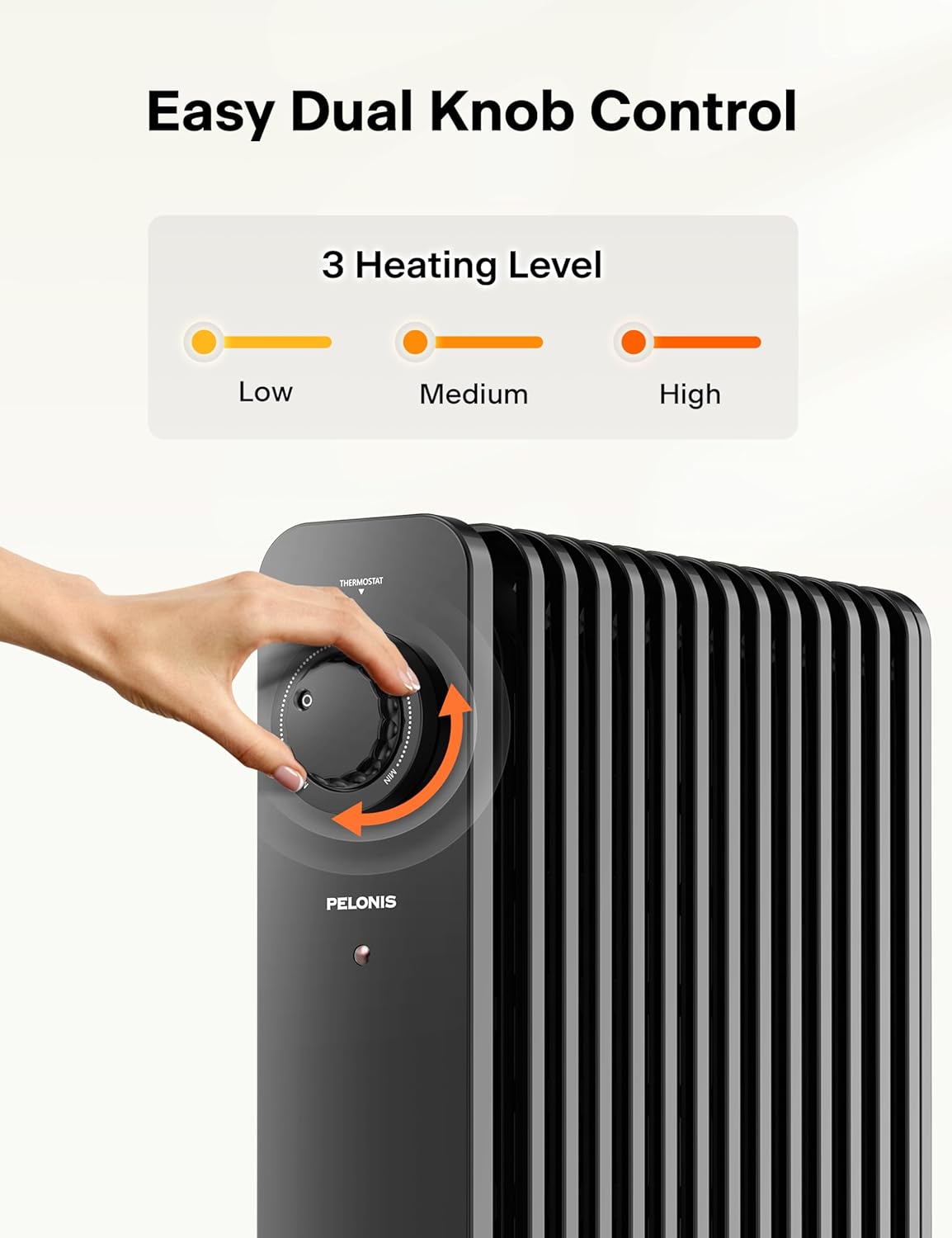 Room Heater Electric - 13m Oil Filled Radiator 2500w, Silent Space Heater - 13 Fins With Adjustable Thermostat