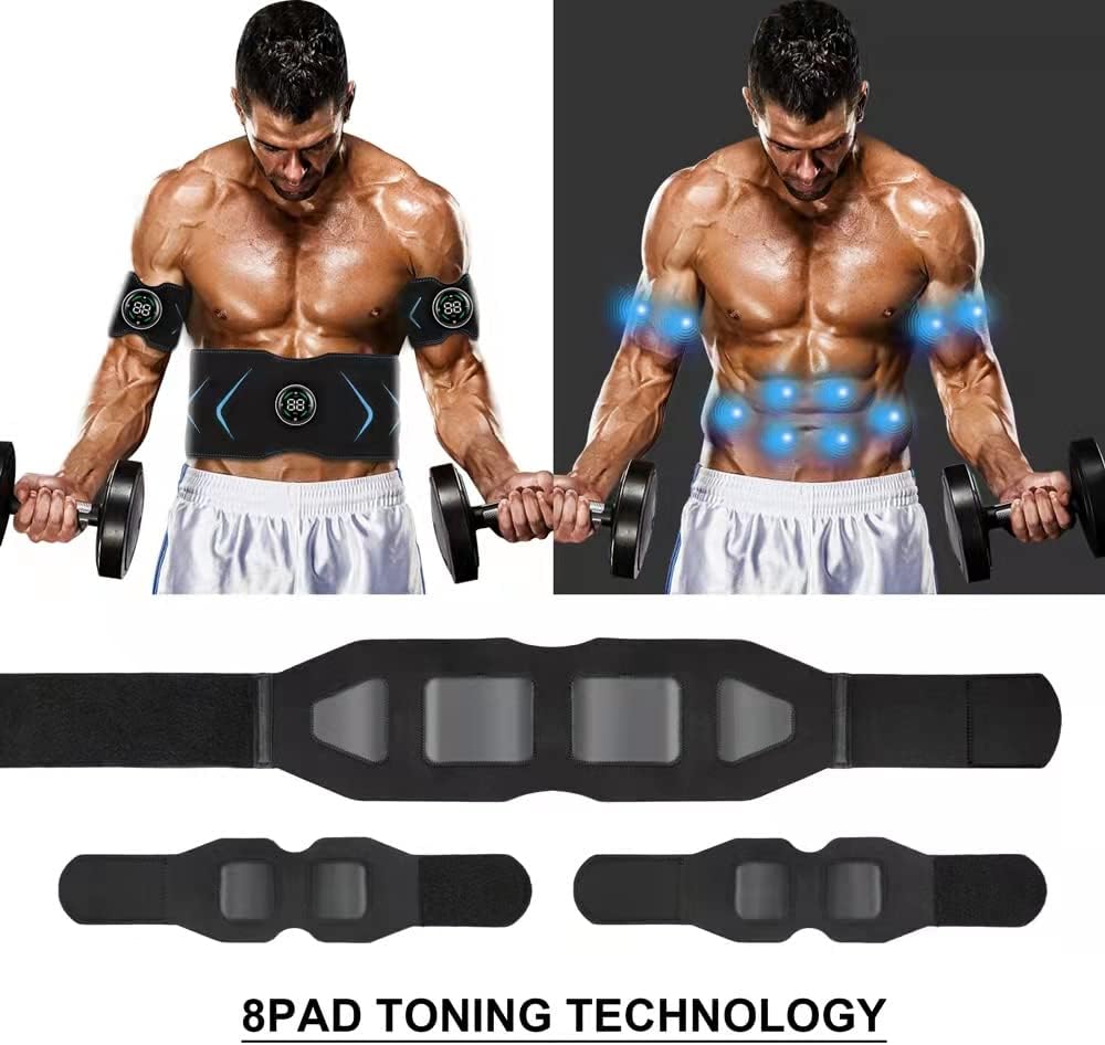 ABS Stimulator Muscle Abs Muscle Trainer Toner Flex Belt for Women  Men,Upgrade Replace EMS Pad AB machine Abs Workout Equipment 6 Modes 10  Intensity Levels- Rechargeable Ab Trainer Belt Muscle Toner 