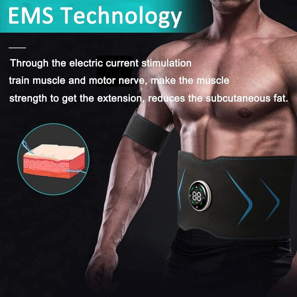 ABS Stimulator Muscle Abs Muscle Trainer Toner Flex Belt for Women  Men,Upgrade Replace EMS Pad AB machine Abs Workout Equipment 6 Modes 10  Intensity Levels- Rechargeable Ab Trainer Belt Muscle Toner 