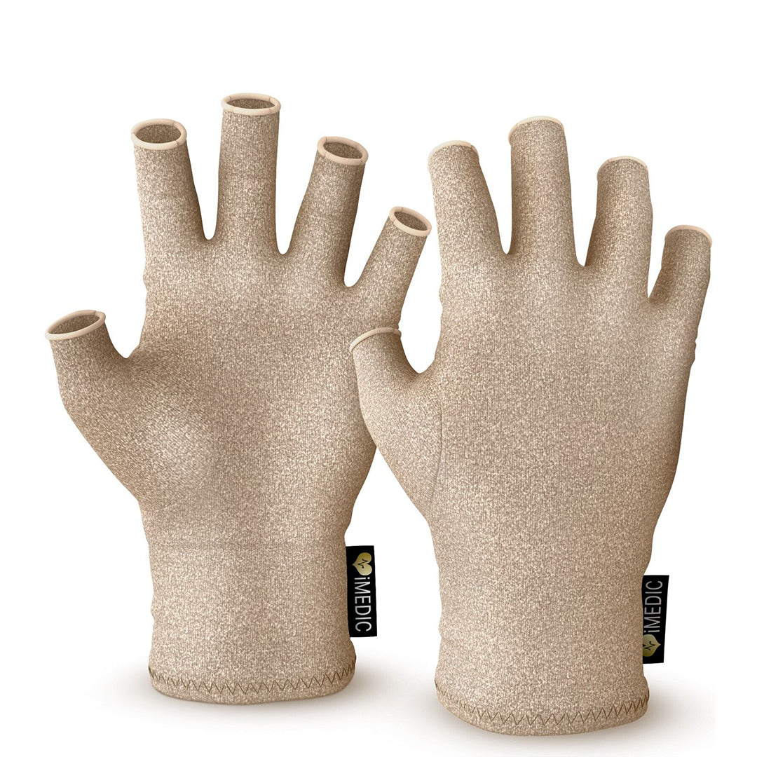 Beige Compression Gloves for Arthritis