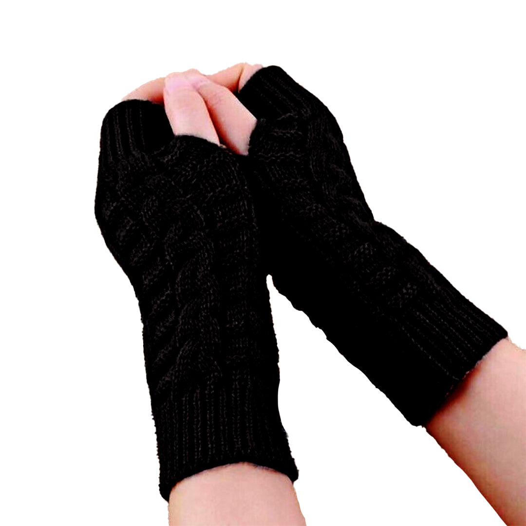 Black Thermal Fingerless Gloves