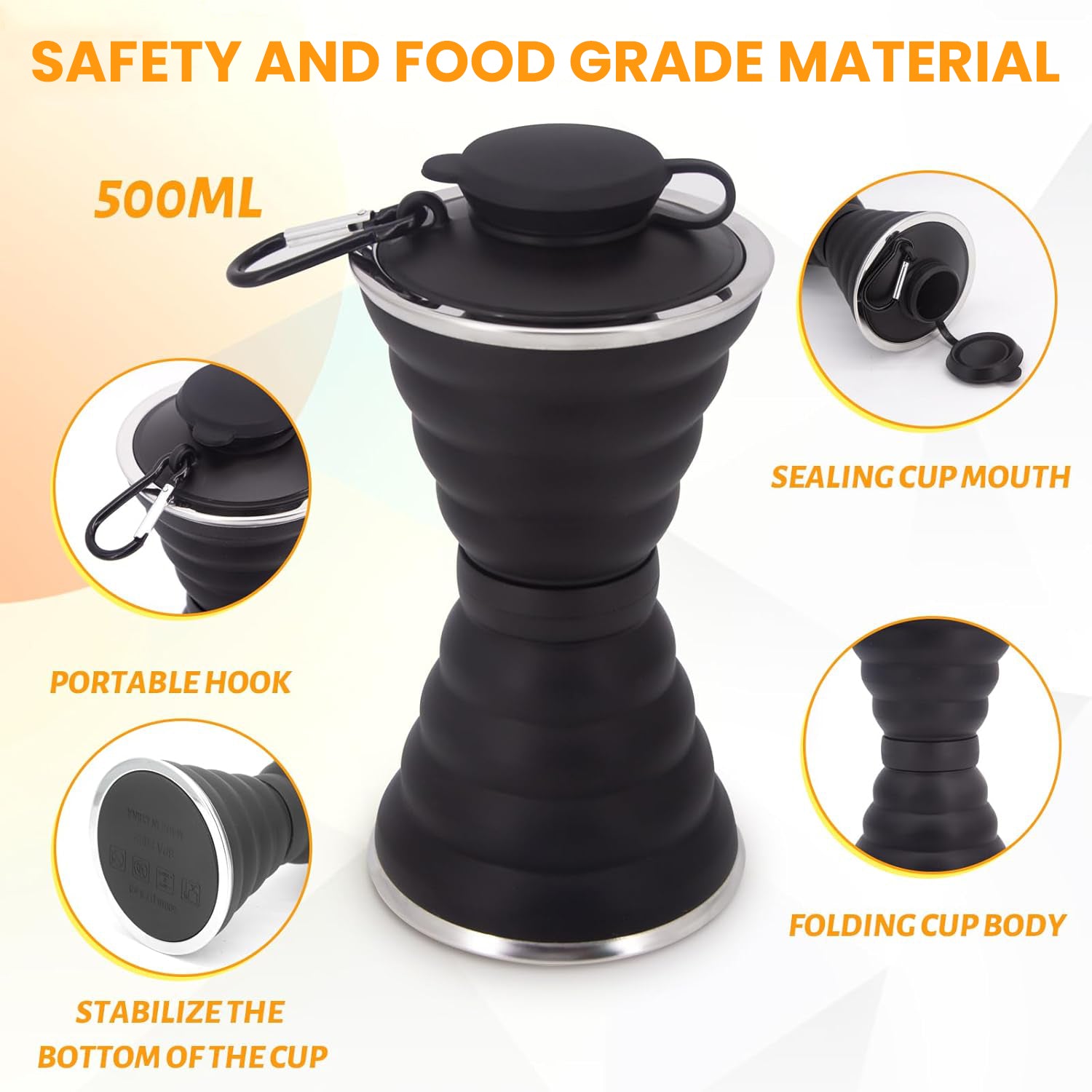 Foldable Drink Bottle - Foldable Water Bottle 500ml Collapsible Silicone Drink Outdoor Different Forms