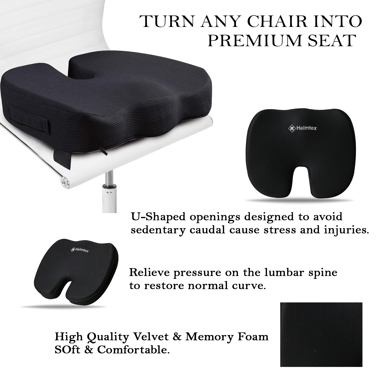 Gaming Chair Cushion Seat Wedge Memory Foam Pillow Support Back Pain Relief  UK