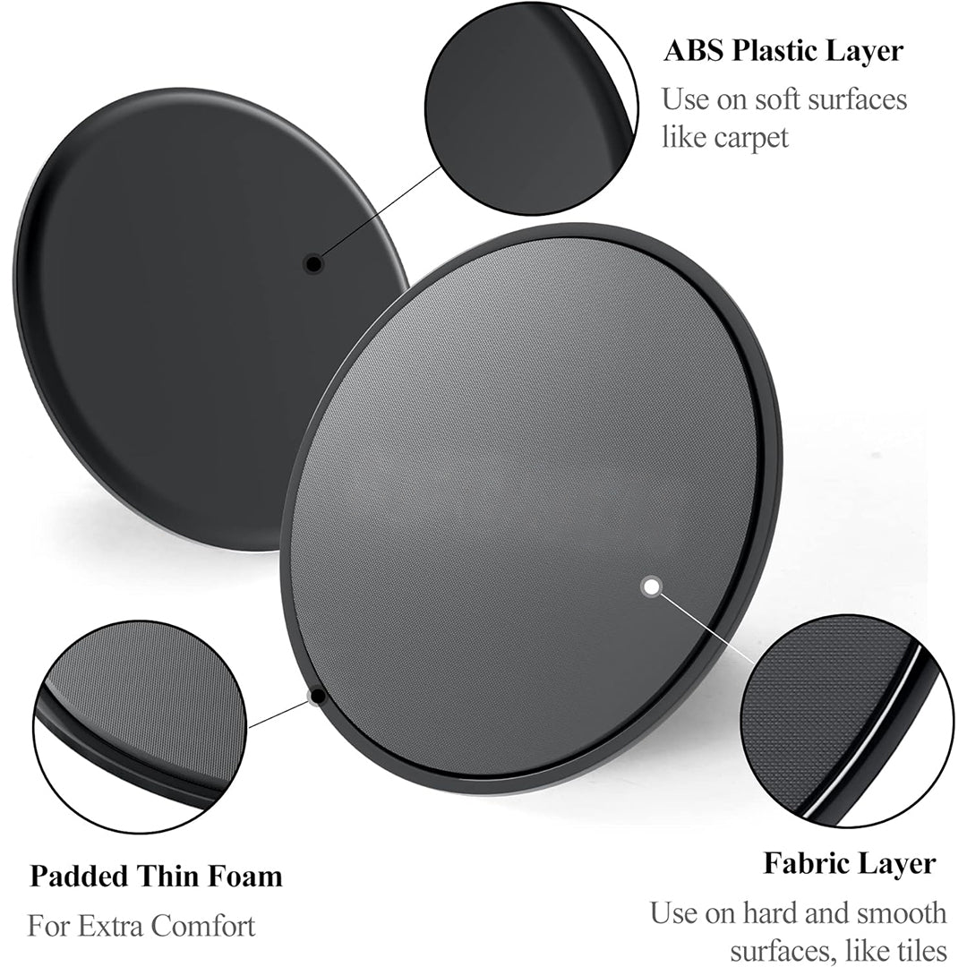 EZONEDEAL 2Pc Core Non Slip Exercise Sliders Gliding Discs for Working Out  On Carpet Wood And Floor To Sculpt Your Core Black