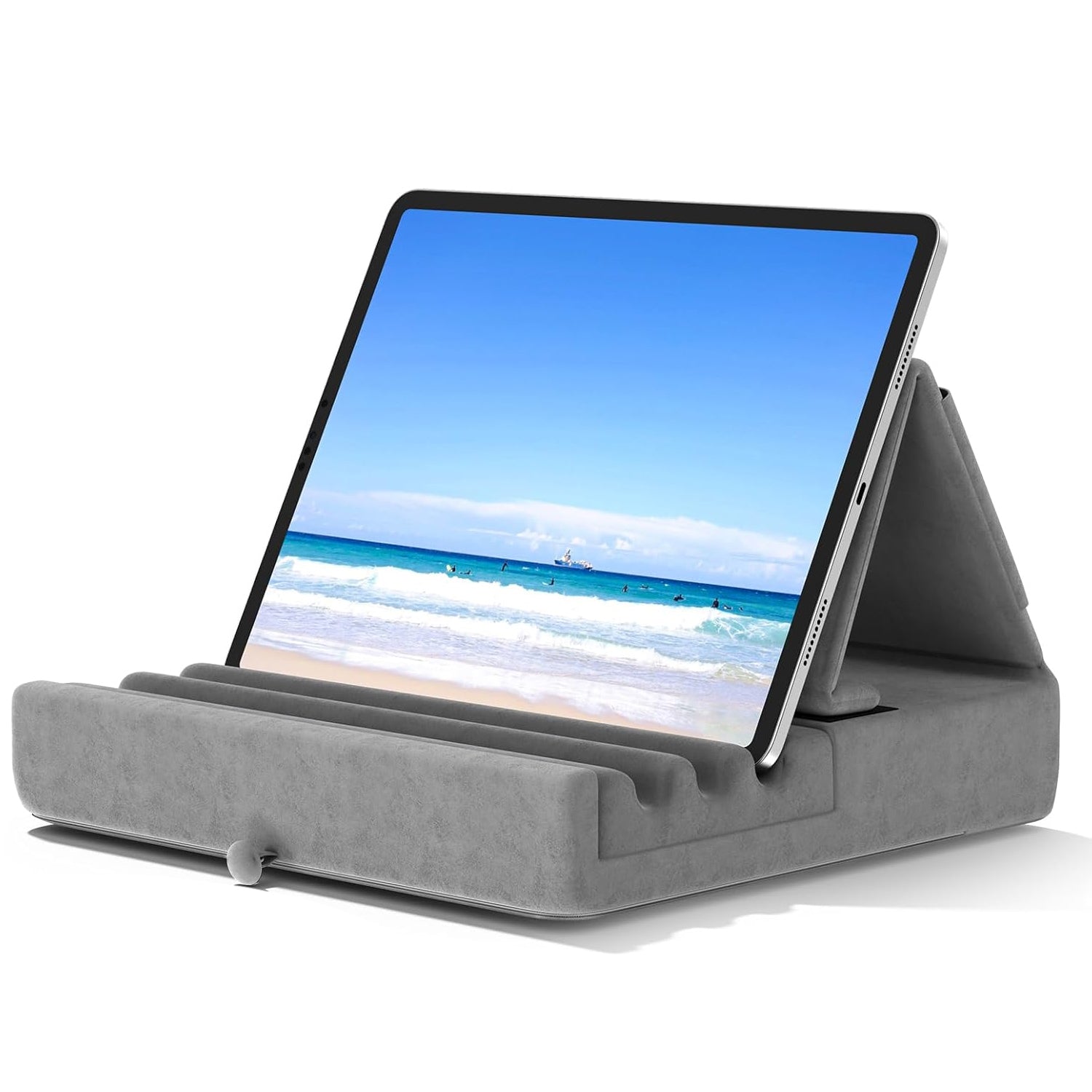 Grey tablet pillow stand 