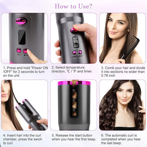 Cordless Automatic Hair Curler UK LCD Curling Iron Wireless Buy