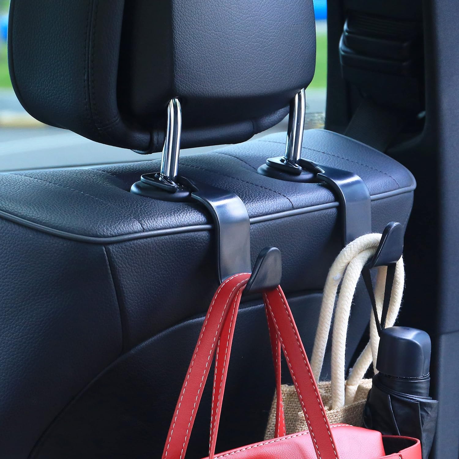 4Pcs Double Head Hooks Car Seat Back Hanging Holder Interior Hook Organizer  Back Seats Headrest Hanger Hook Car Accessories