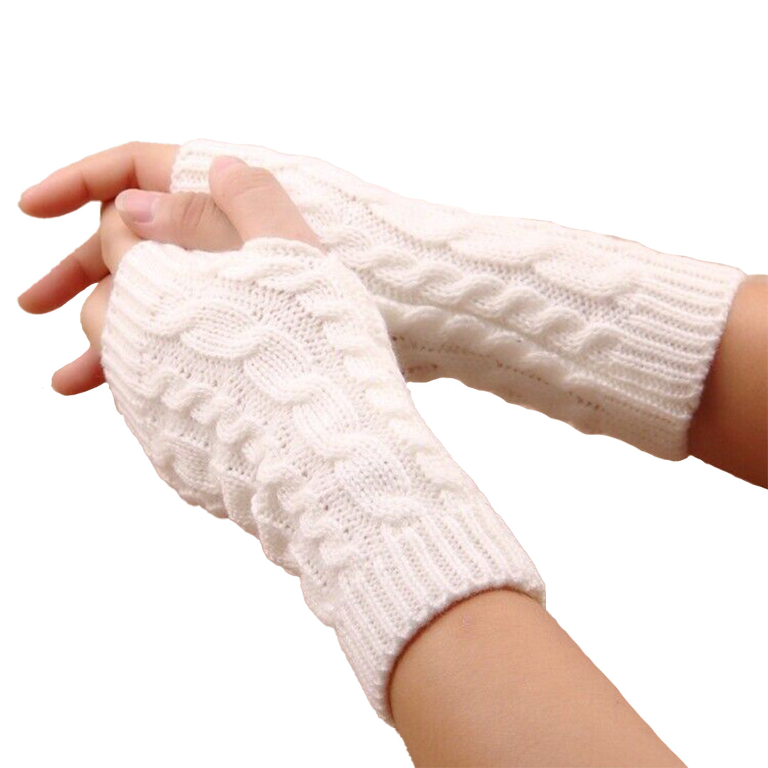 White Thermal Fingerless Gloves