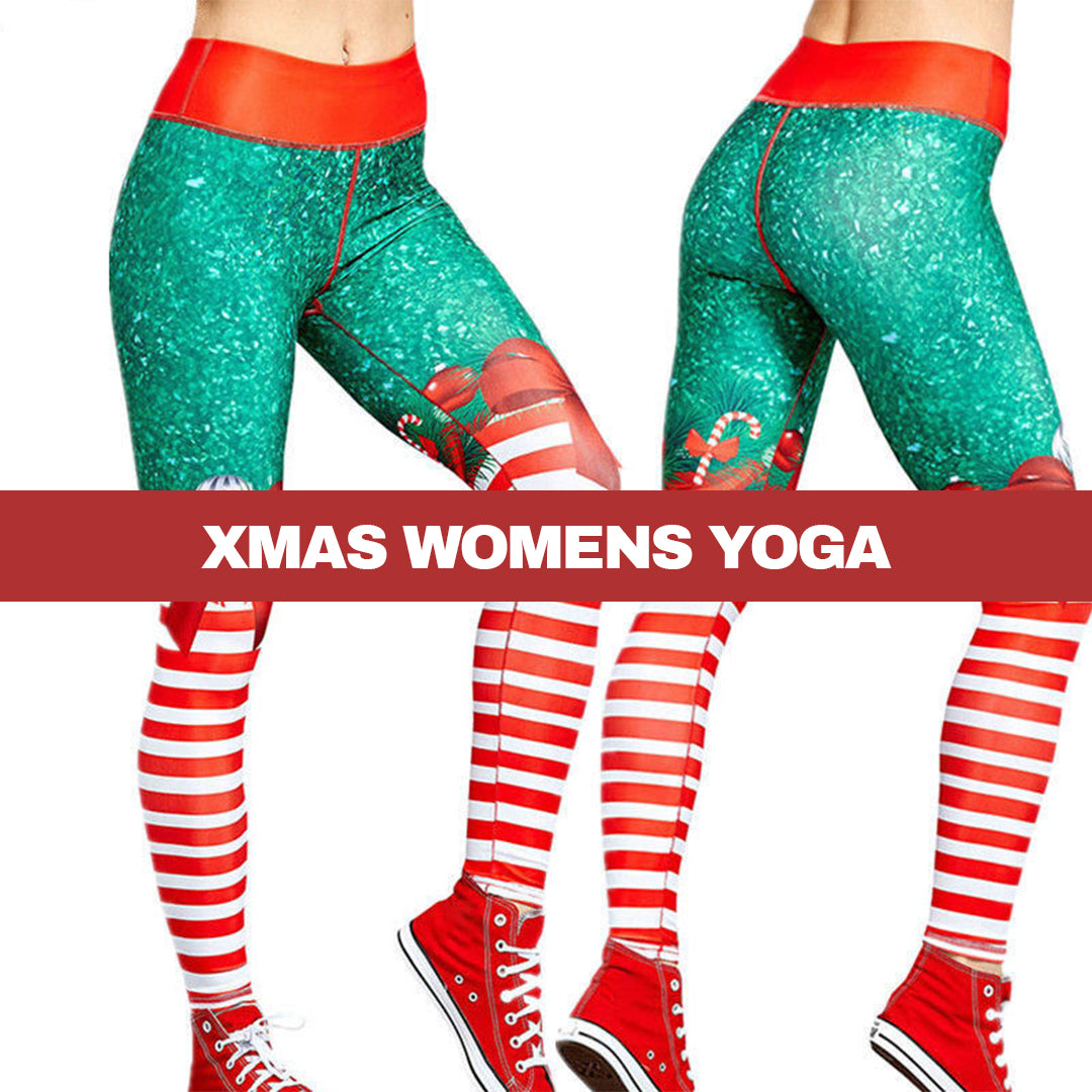 Christmas Running Leggings for Women Holiday Santa Cute Stretchy