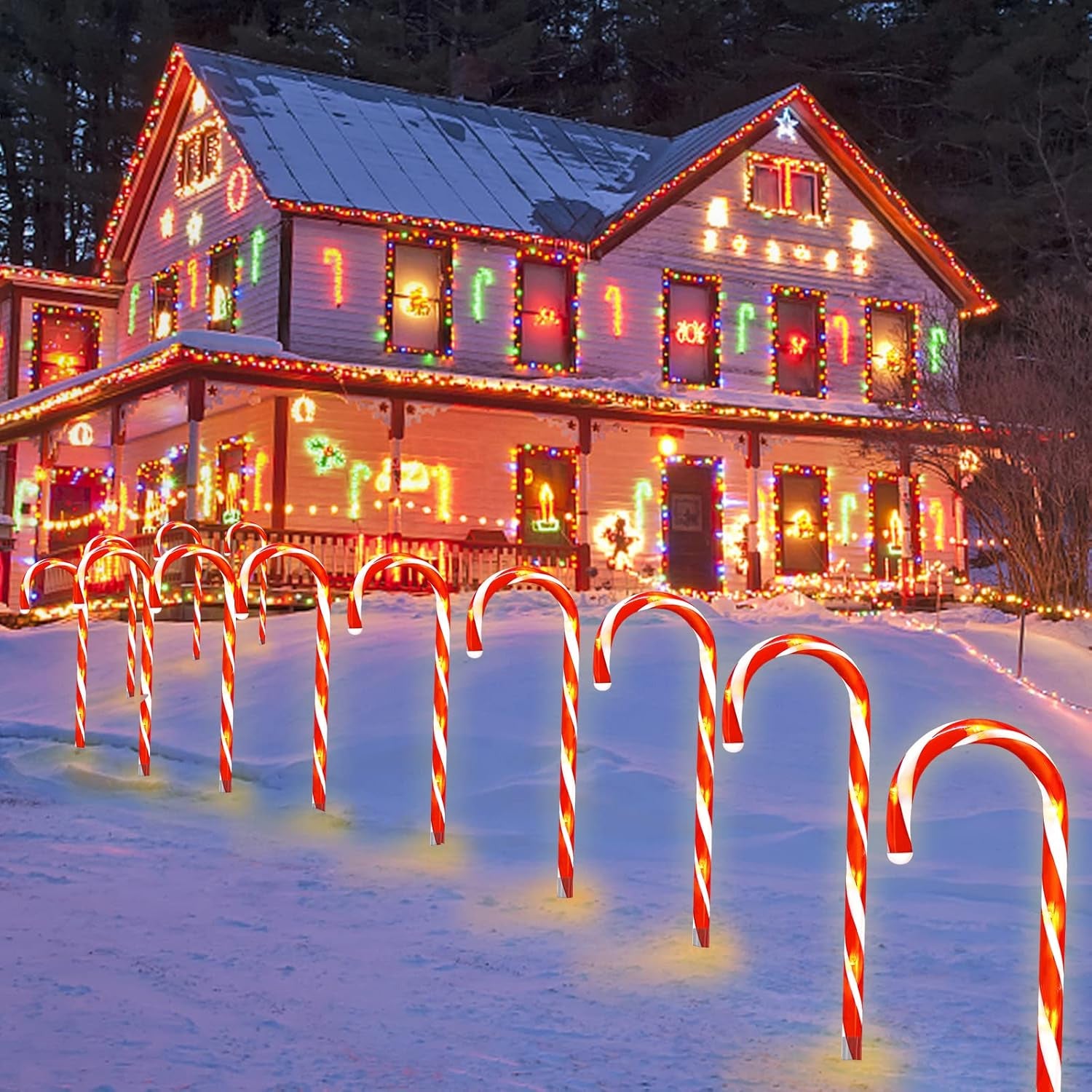 candy canes with lights