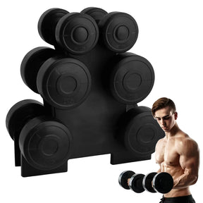 dumbbell set and rack