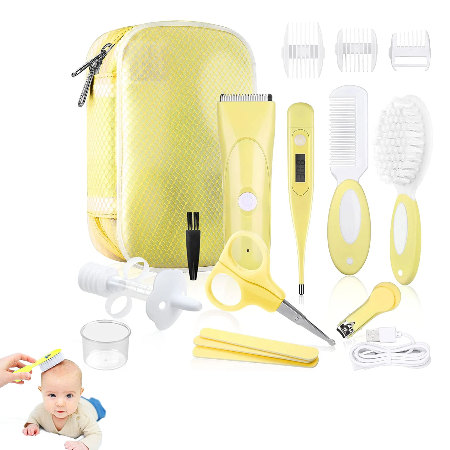 Baby Grooming Kit - Baby Hair Clipper, Baby Health Care Kit - 16PCS Baby Grooming Kit Newborn, Baby Care Accessories, Safety Cutter Nail Care Set