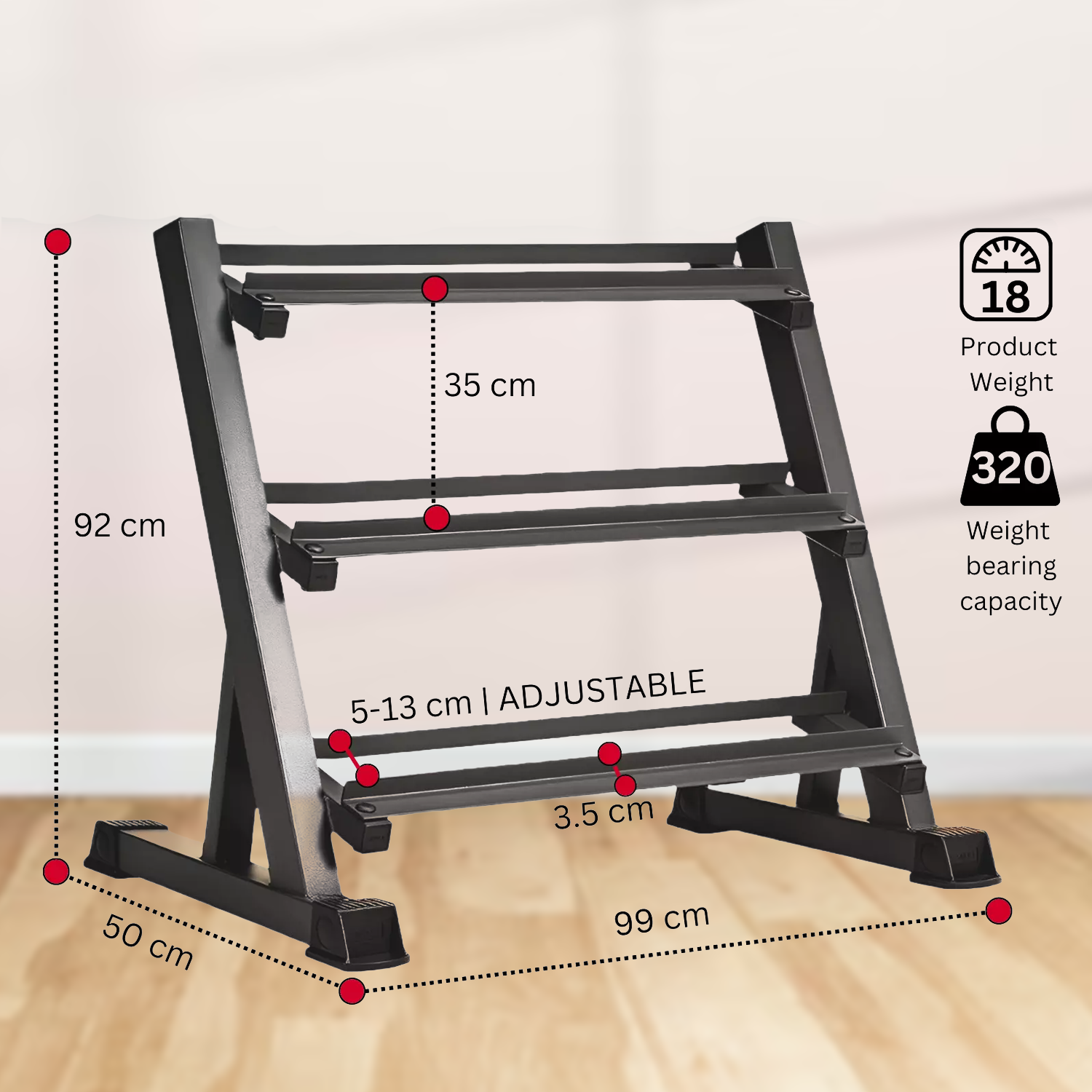 Dumbbell weight rack dimension