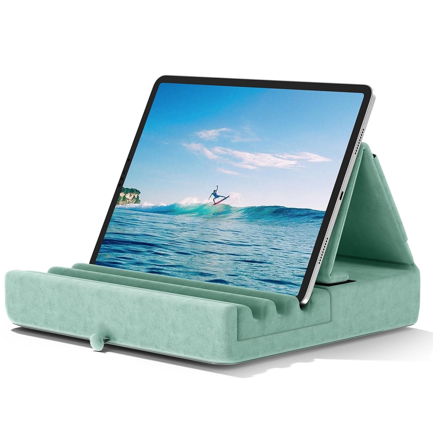 green tablet pillow stand 