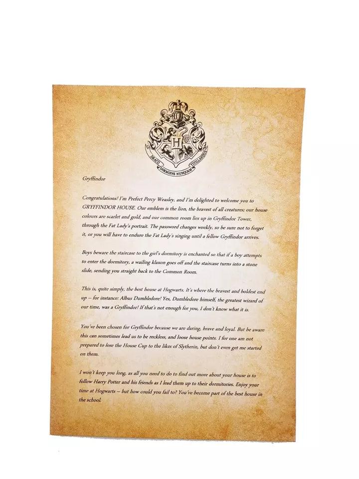 Harry Potter House Letter