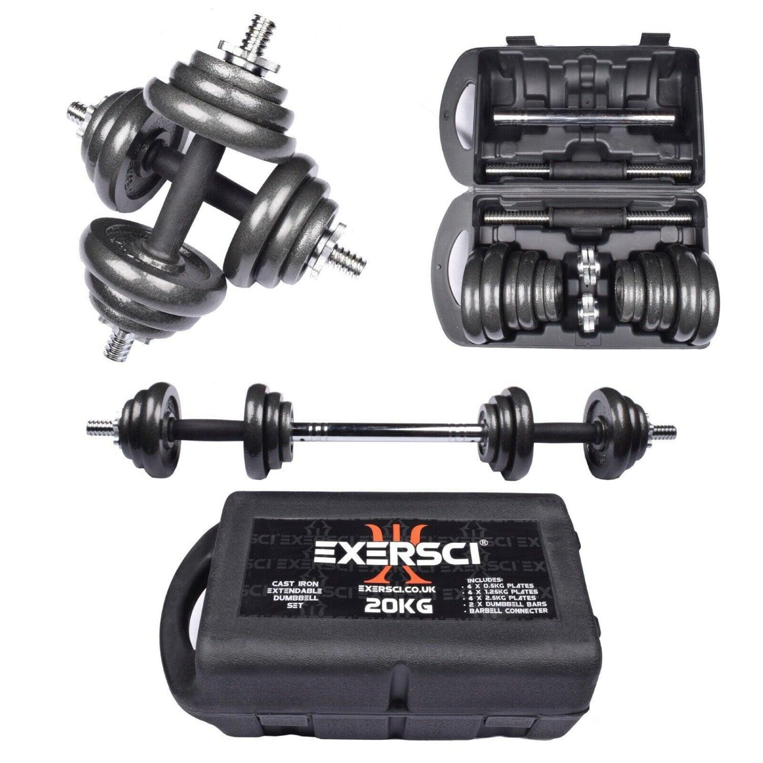 Cast Iron Adjustable Dumbbell/Barbell Box Set