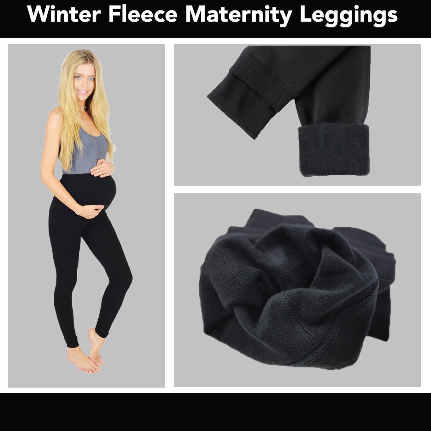 Extra Thick Winter Maternity Leggings Soft Cotton & Fleece Lined